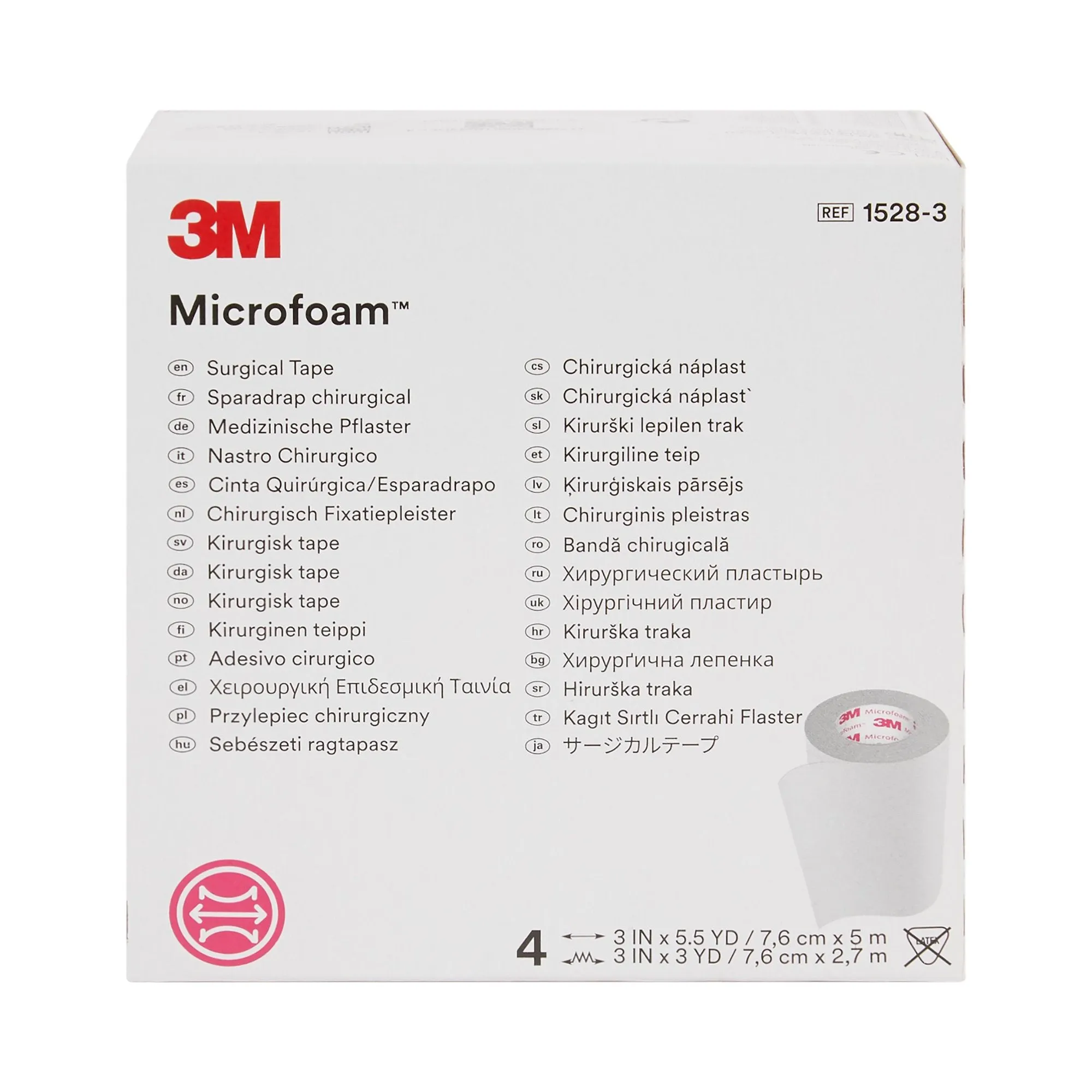 3M™ Microfoam™ Foam / Acrylic Adhesive Medical Tape, 3 Inch x 5-1/2 Yard, White, 1 Roll