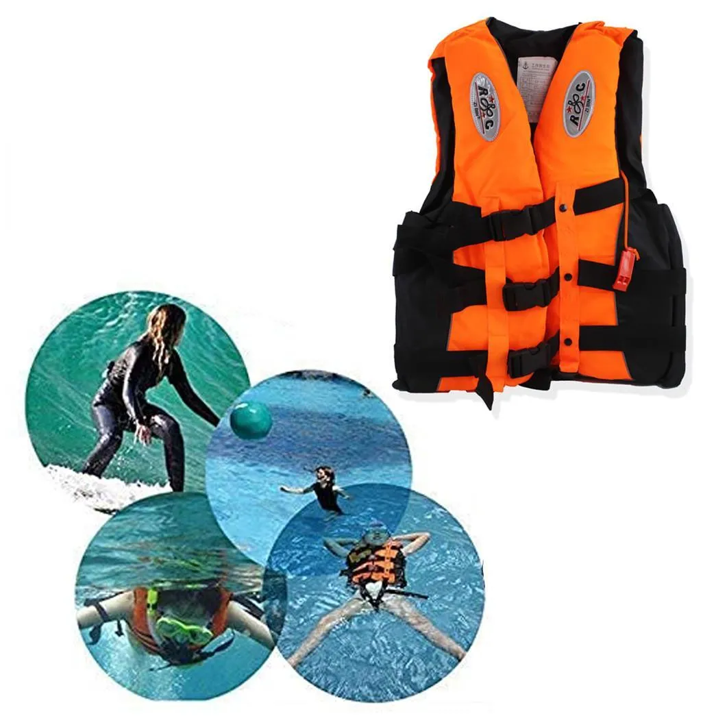 Adult Large Size Swim Jacket High Visibility 3 Belt Swim Vest with Reflecting Tape - 46 x 54cm