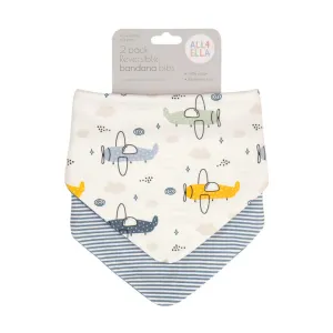 All4Ella Reversible Bandana Bibs 2 Pack - Planes