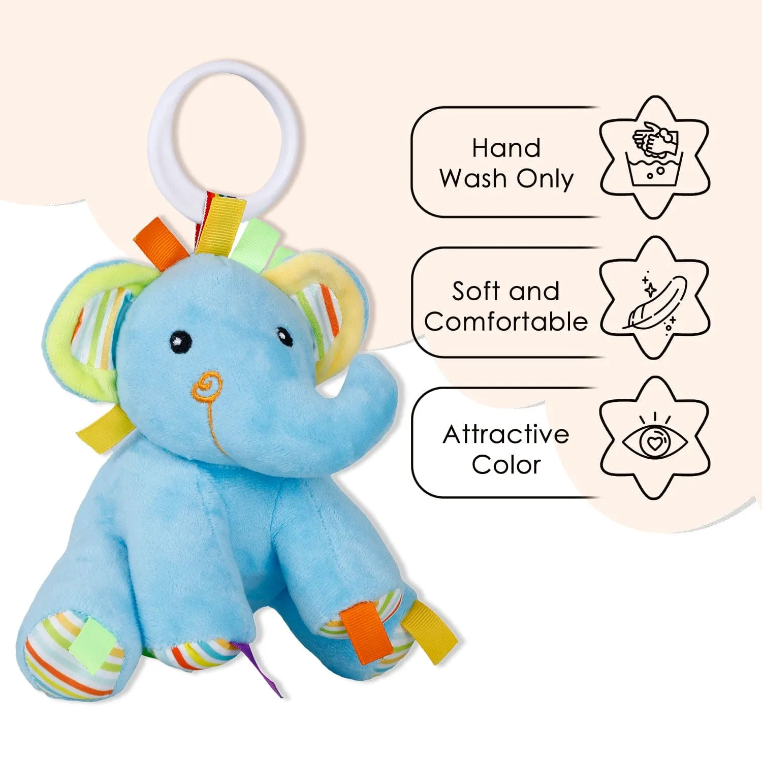 Baby Moo Baby Elephant Hanging Musical Pulling Toy - Blue