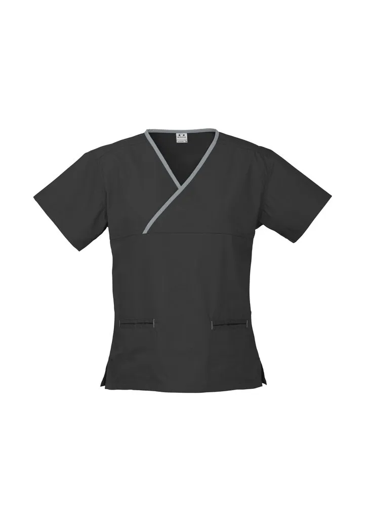 BizCollection H10722 Ladies Contrast Crossover Scrubs Top