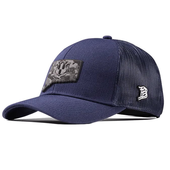 Connecticut Camo Stretch Snapback Trucker