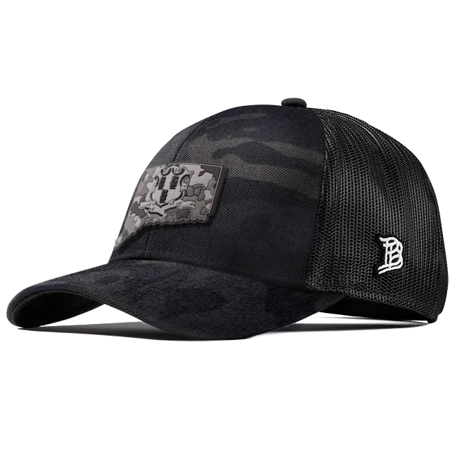 Connecticut Camo Stretch Snapback Trucker