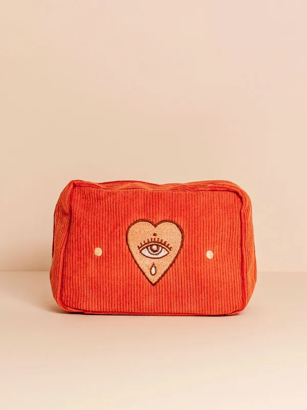 Corduroy Makeup Bag: Rust