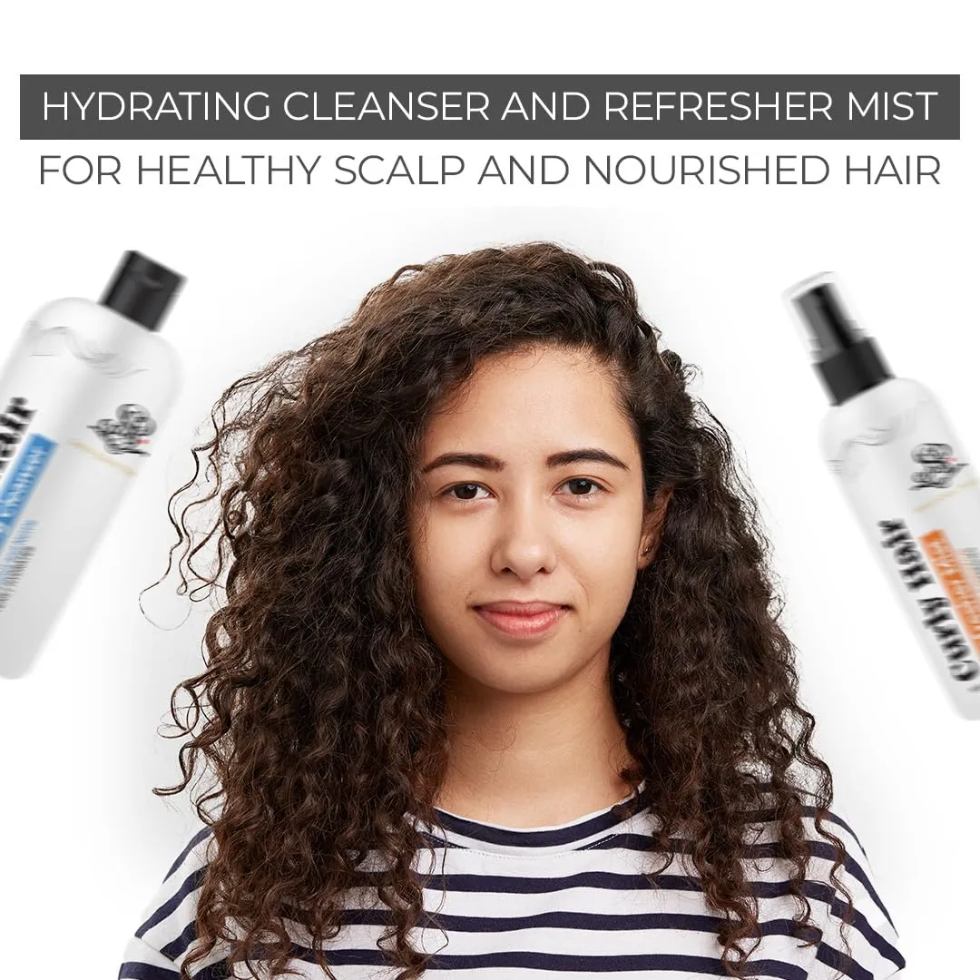 Curly Hair Hydrating Cleanser and Refresher Mist Combo | Frizzy and Curly Hair Products | Hair spray | Hair care for curly hair | Magic hair care for curls | Created by Savio John Pereira (pack of 2)