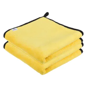 Heart Home Cleaning Towel|Microfiber Reusable Cloths|Highly Absorbent Washable Towel for Kitchen with Hanging Loop|Car|Window|40x40 Cm|Pack of 2 (Yellow)