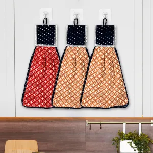 Heart Home Napkin | Washbasin Hanging Napkin | Kitchen Towel with Ties | Napkin for Kitchen | Circle Napkin for Bathroom | Hand Towel for Kitchen | Pack of 3 | Multi