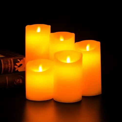 Homestic LED Candles for Home Decoration|Battey Operated|Flameless Yellow Light|Safe & Easy to Maintain|Diwali Lights for Home Decoration,Along with Other Festivities & Parties|Pack of 5|B0-005G|Gray