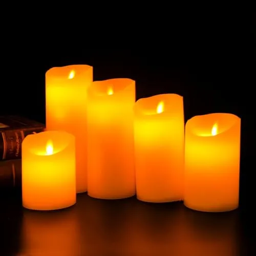 Homestic LED Candles for Home Decoration|Battey Operated|Flameless Yellow Light|Safe & Easy to Maintain|Diwali Lights for Home Decoration,Along with Other Festivities & Parties|Pack of 5|B0-005G|Gray