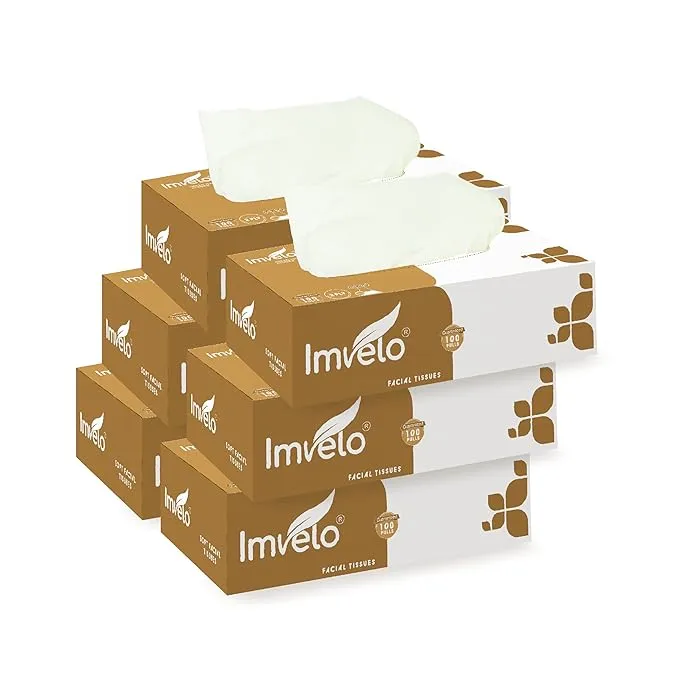 Imvelo Green Your Hygiene 2-Ply Tissue Papers Box | Ultra Soft & OBA Free Napkin | Natural & Eco Friendly | Easy to Handle & Carry