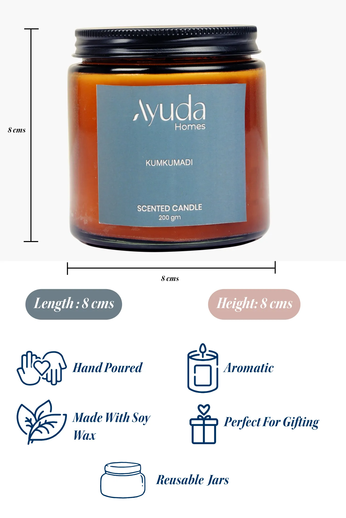 Kumkumadi Scented Candle - Soy Wax | Amber Glass Jar