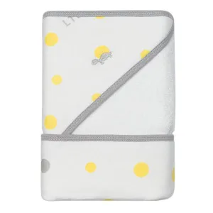 Little Turtle Baby - Hooded Towel - Yellow & Grey Spots