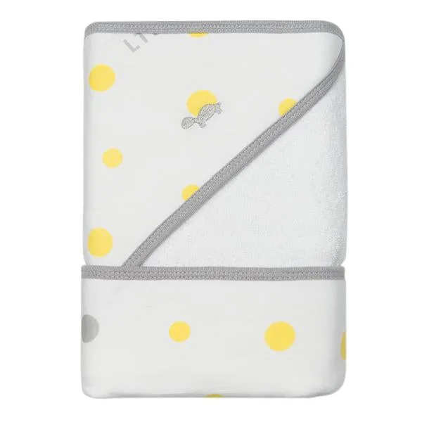 Little Turtle Baby - Hooded Towel - Yellow & Grey Spots