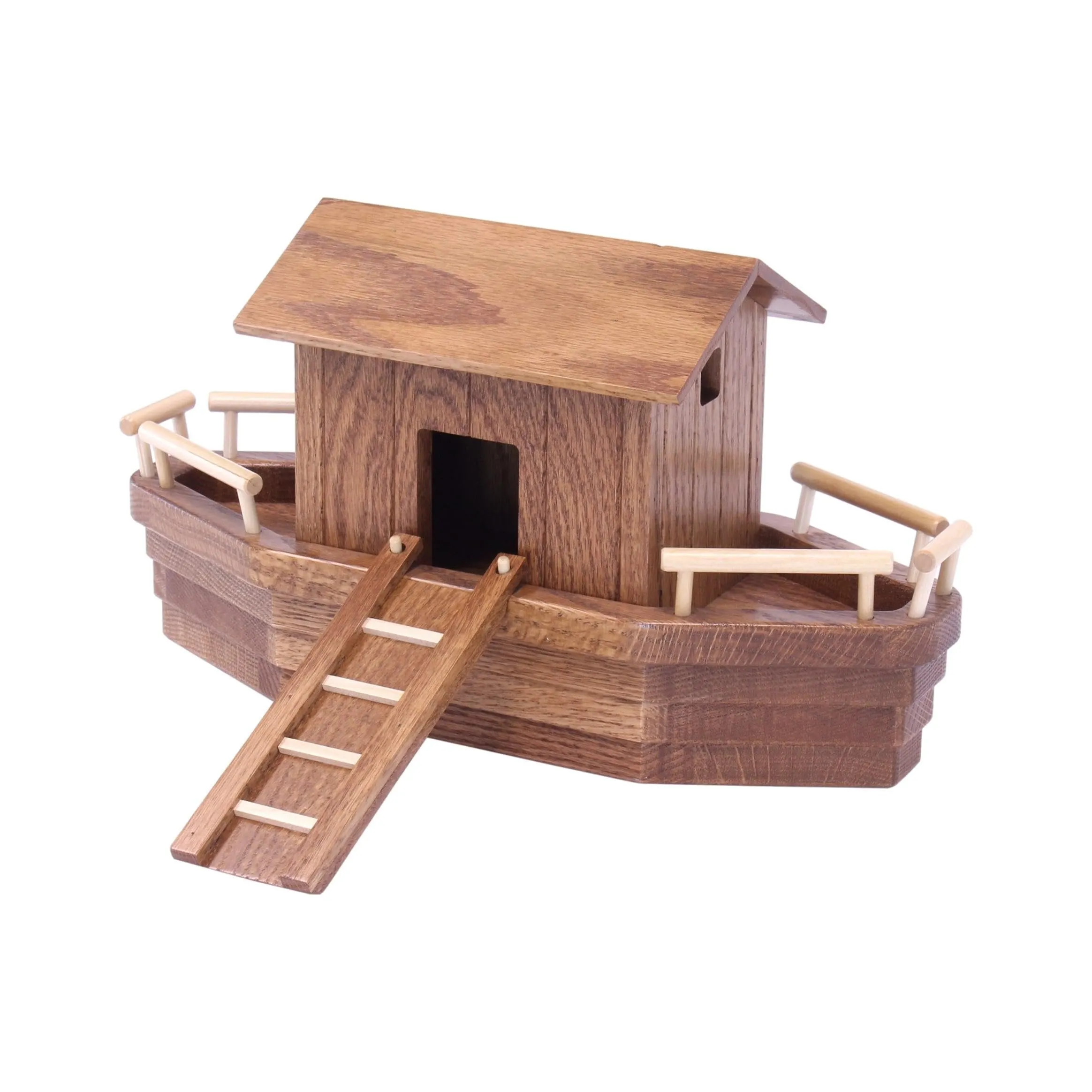 Noah's Ark Wooden Playset with 13 Animals, Removable Roof and Ramp