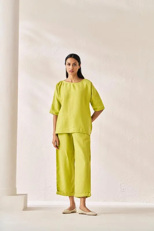 Relaxed Fit Top and Bottom Co-Ord Set Lime Green