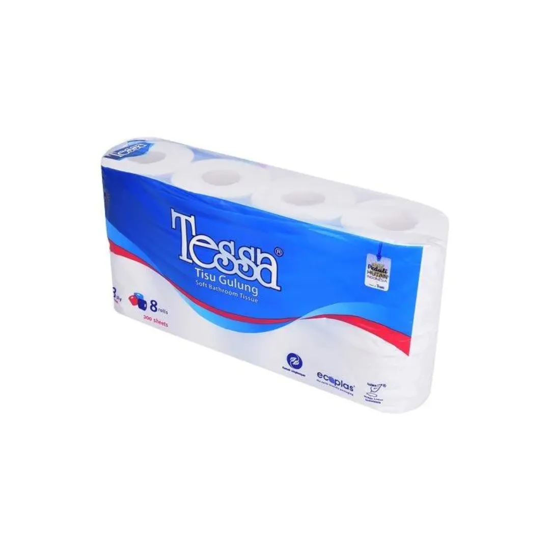 Tessa Toilet Rolls (300 Sheets / 3 Ply) - Pack of 8 (PB-16) - Imported Softness