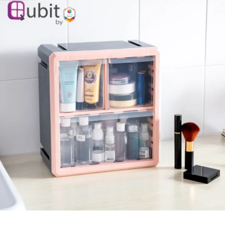 Tri Cube Storage Box Pink/Gray