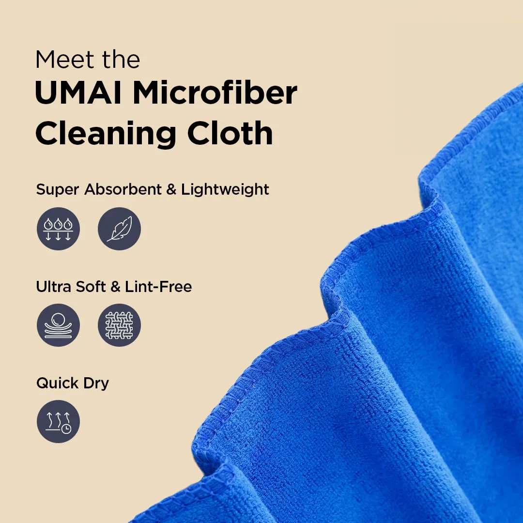 UMAI Microfiber Cleaning Cloth (30cmX20cm), GSM 340 | Superior Absorbency, Lint and Scratch Free| Multipurpose Small Wash Cloth for Kitchen, Window, Cars, SS Silverware | Multicolour | Pack of 5