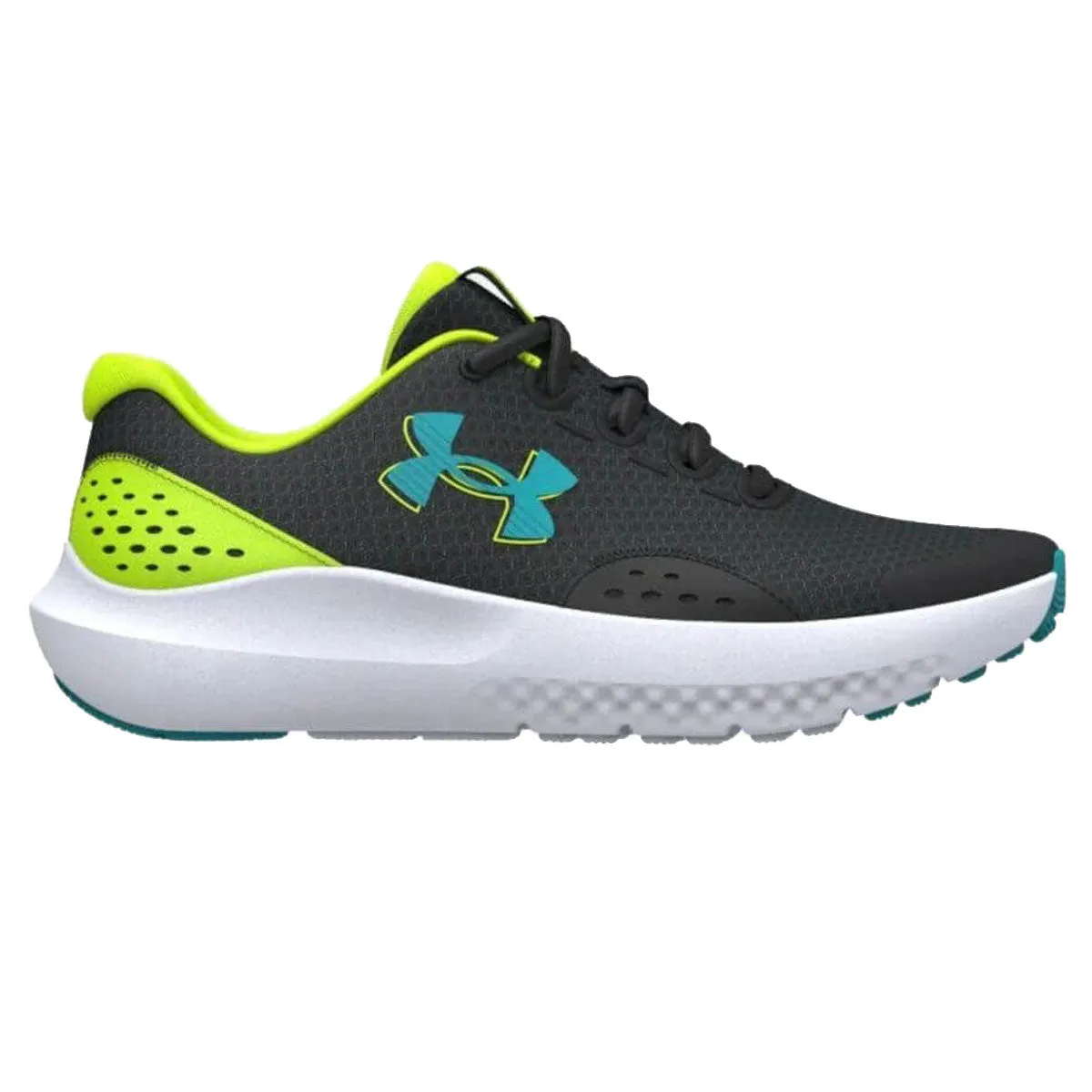 Under Armour BGS Surge 4 Running Shoes - Boys - Black/High Vis Yellow/Circuit Teal