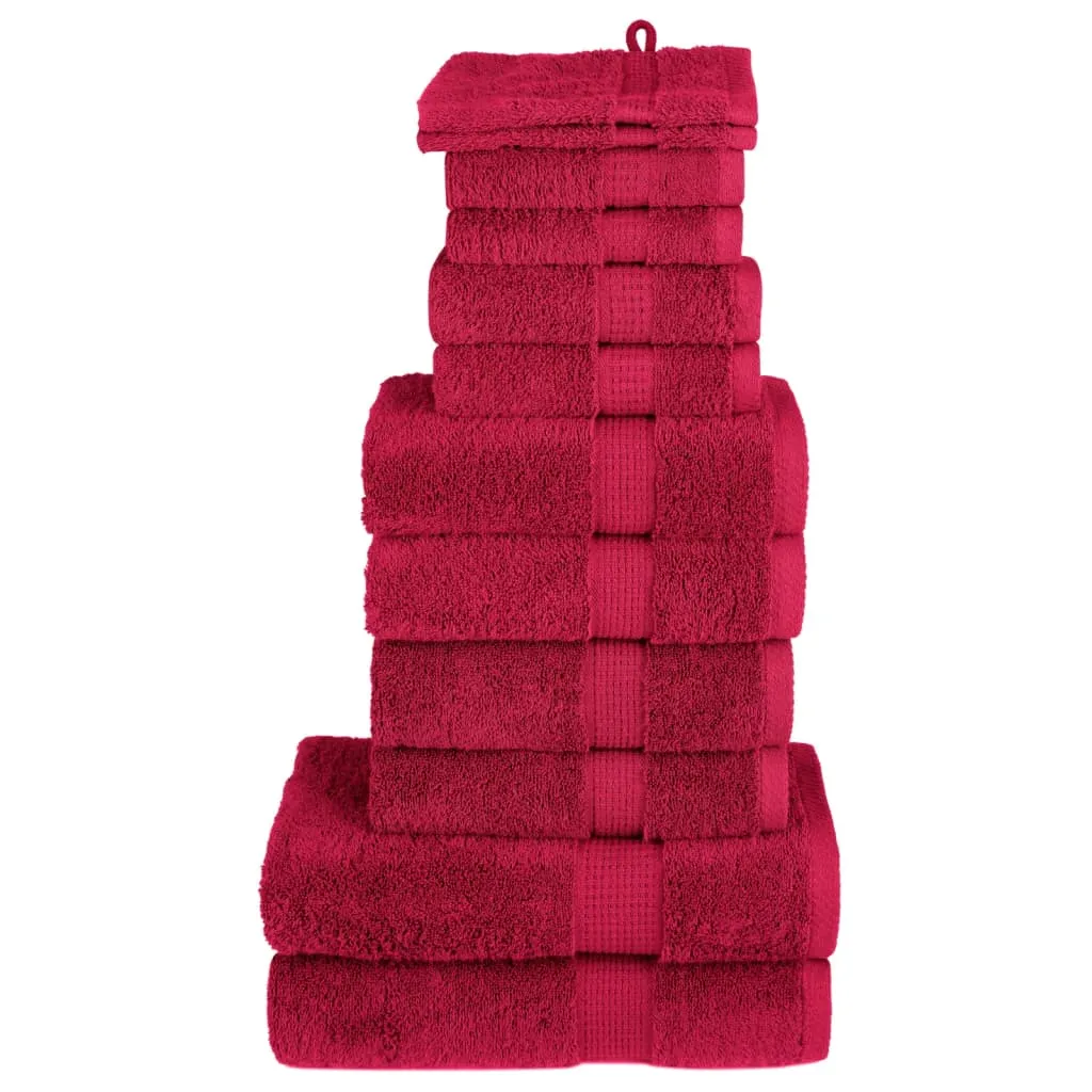 vidaXL 12 Piece Premium Towel Set SOLUND Red - Luxurious 600 GSM Cotton Towels for Home & Spa