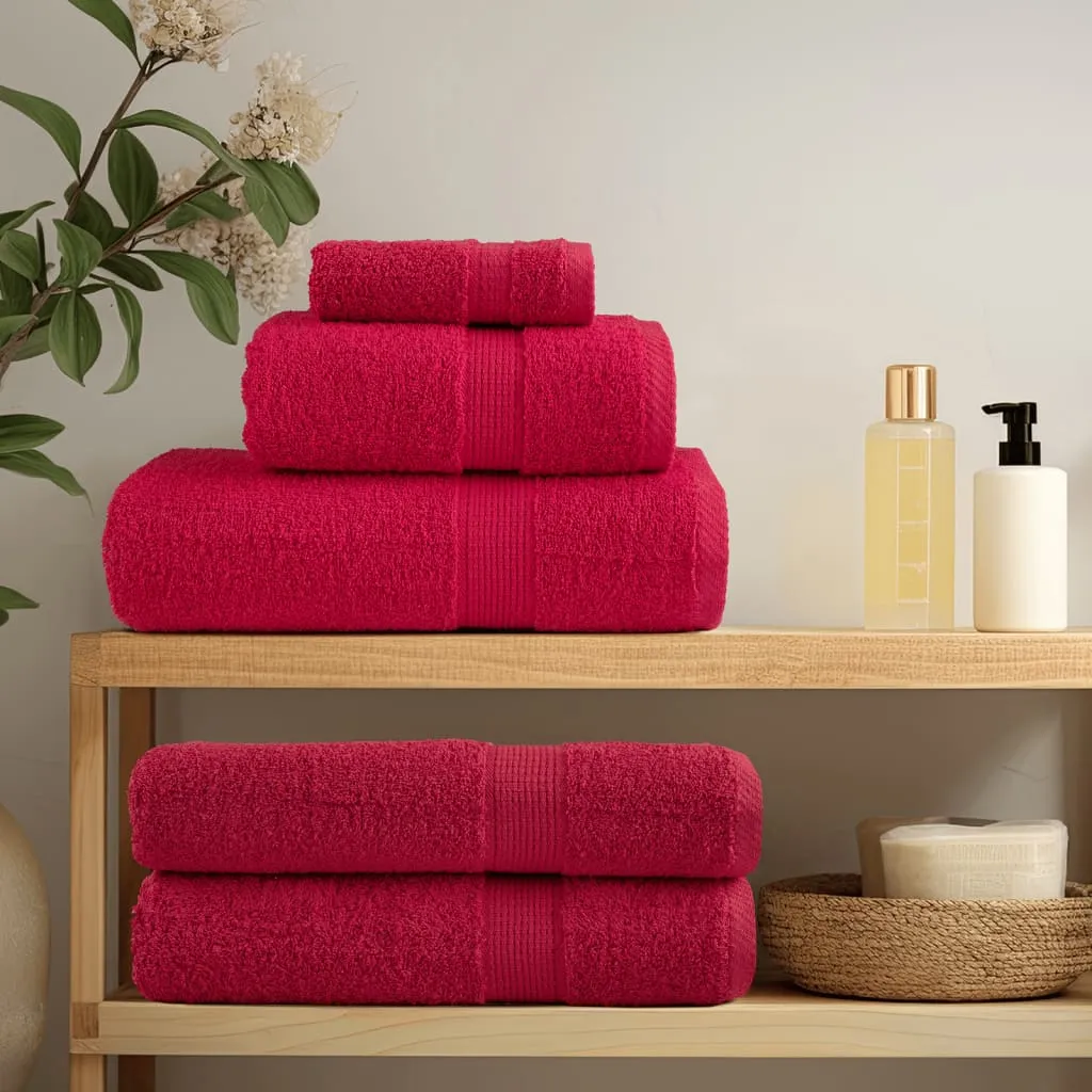 vidaXL 12 Piece Premium Towel Set SOLUND Red - Luxurious 600 GSM Cotton Towels for Home & Spa