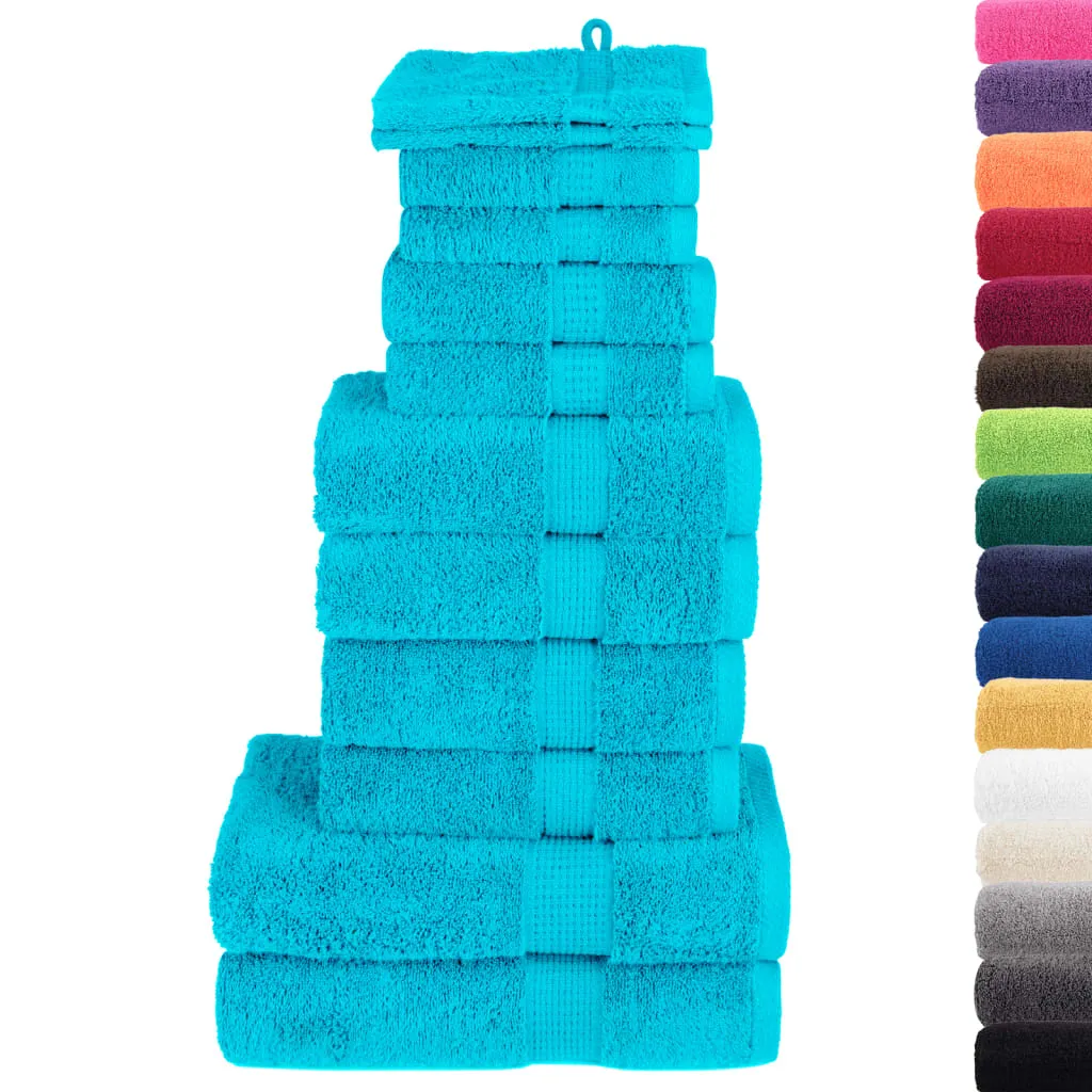 vidaXL 12 Piece Premium Towel Set SOLUND Turquoise 600 gsm - Luxuriously Soft, Highly Absorbent & OEKO-TEX Certified