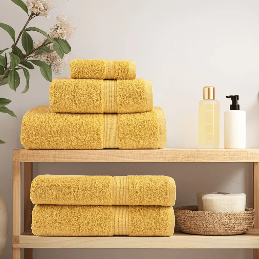 vidaXL 8 Piece Premium Towel Set SOLUND Gold - Luxurious 600 gsm Cotton Towels, OEKO-TEX® Certified, Ultra-Soft & Absorbent