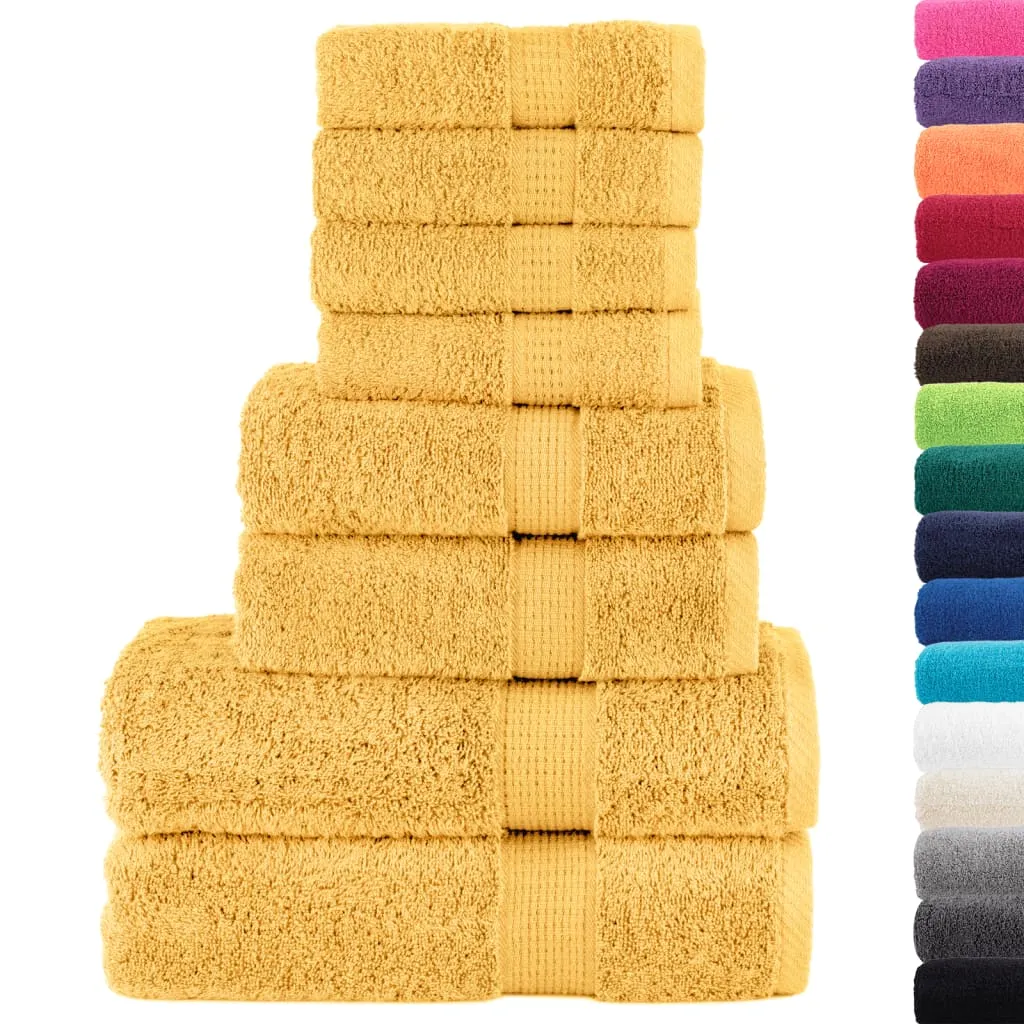 vidaXL 8 Piece Premium Towel Set SOLUND Gold - Luxurious 600 gsm Cotton Towels, OEKO-TEX® Certified, Ultra-Soft & Absorbent