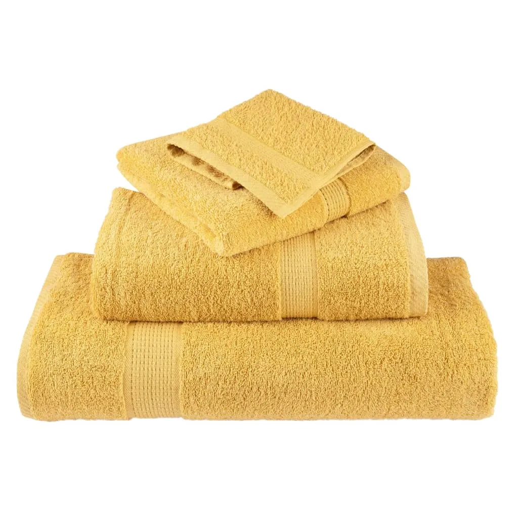 vidaXL 8 Piece Premium Towel Set SOLUND Gold - Luxurious 600 gsm Cotton Towels, OEKO-TEX® Certified, Ultra-Soft & Absorbent