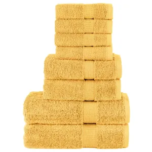 vidaXL 8 Piece Premium Towel Set SOLUND Gold - Luxurious 600 gsm Cotton Towels, OEKO-TEX® Certified, Ultra-Soft & Absorbent