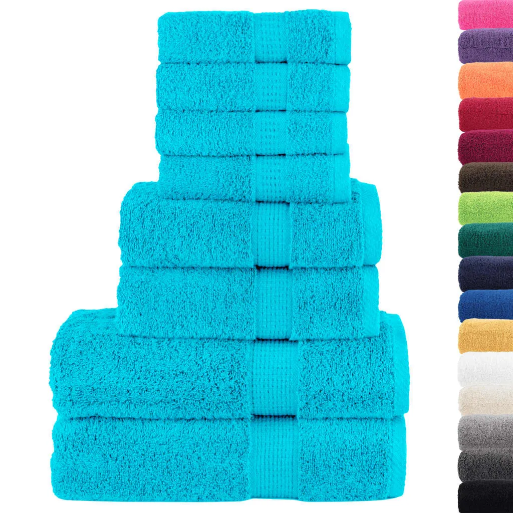 vidaXL 8 Piece Premium Towel Set SOLUND - Ultra-Soft & Highly Absorbent 600 gsm Cotton - Turquoise