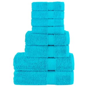 vidaXL 8 Piece Premium Towel Set SOLUND - Ultra-Soft & Highly Absorbent 600 gsm Cotton - Turquoise