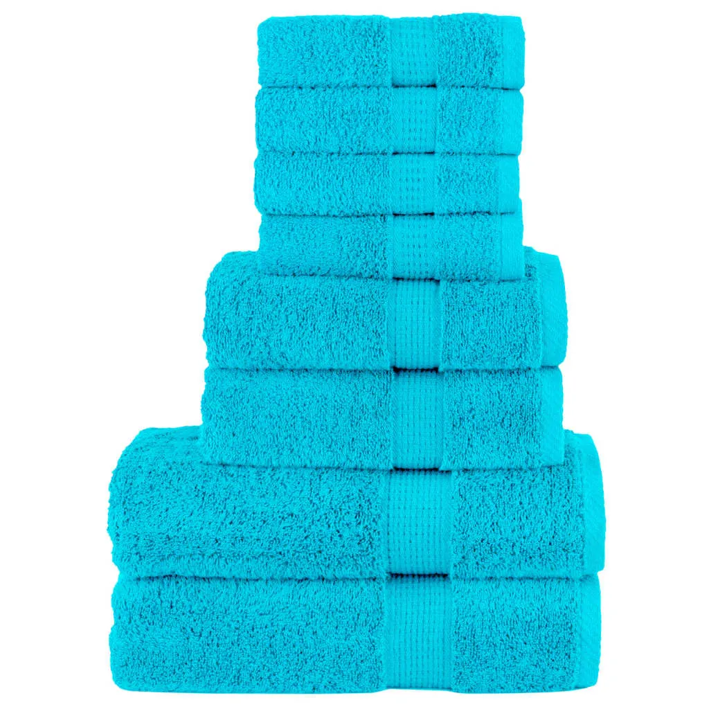 vidaXL 8 Piece Premium Towel Set SOLUND - Ultra-Soft & Highly Absorbent 600 gsm Cotton - Turquoise