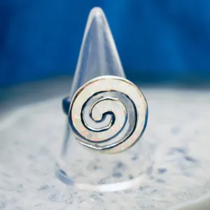 White cultured Opal Swirl (925) Sterling Silver