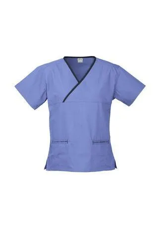 Women's Contrast Crossover Scrubs Top