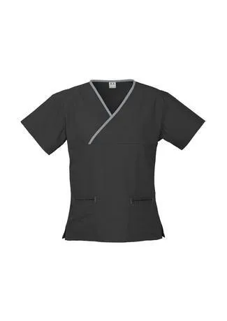 Women's Contrast Crossover Scrubs Top