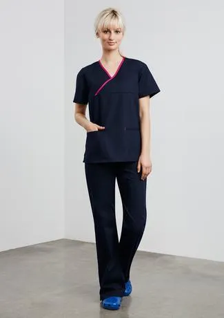 Women's Contrast Crossover Scrubs Top