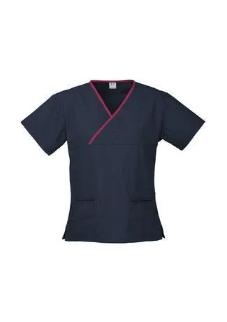 Women's Contrast Crossover Scrubs Top