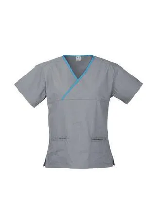 Women's Contrast Crossover Scrubs Top